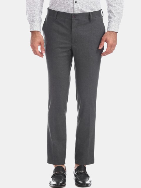 

Excalibur Men Charcoal Grey Slim Fit Solid Formal Trousers