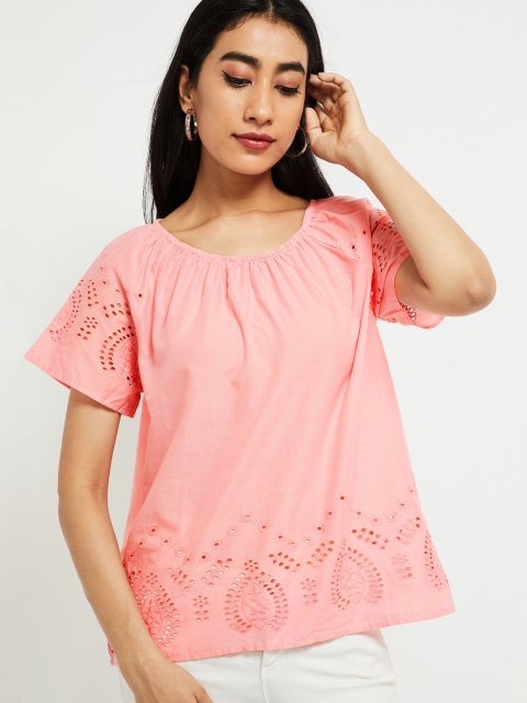 

max Women Pink Embroidered Top