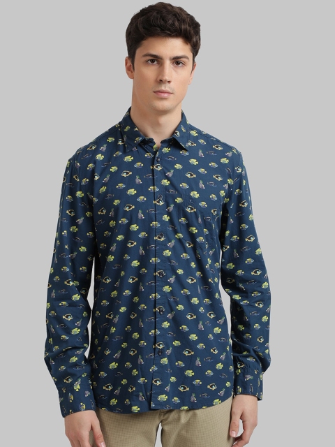 

Parx Men Blue Slim Fit Printed Casual Shirt