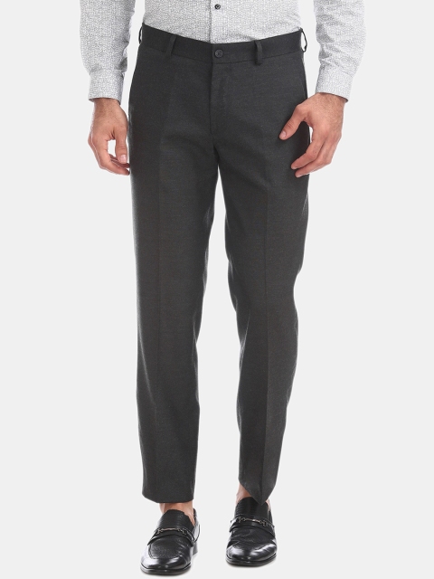 

Excalibur Men Charcoal Grey Regular Fit Solid Regular Trousers