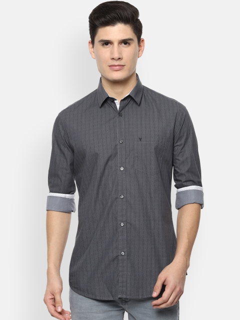 

Van Heusen Sport Men Grey Slim Fit Striped Cotton Casual Shirt