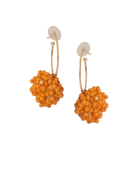

Globus Gold-Plated & Orange Handcrafted Circular Hoop Earrings