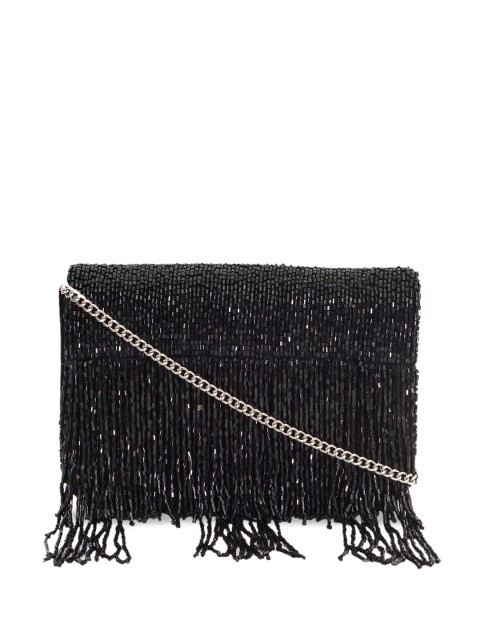 

Diwaah Women Black Embellished Velvet Clutch