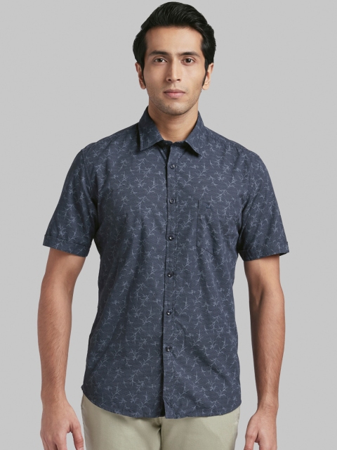 

Parx Men Navy Blue Slim Fit Printed Casual Shirt