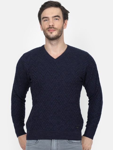 

Monte Carlo Men Navy Blue Self-Design Pullover Sweater