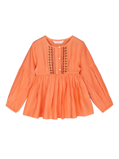 

Budding Bees Girls Orange Embroidered Top
