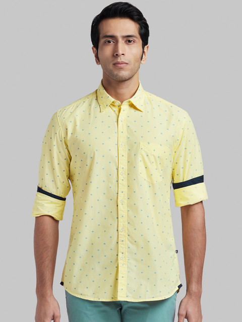 

Parx Men Yellow Slim Fit Printed Casual Shirt
