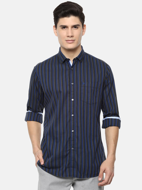 

Van Heusen Sport Men Navy Blue Slim Fit Striped Casual Shirt