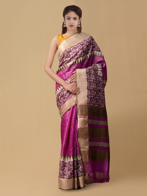 

Unnati Silks Pink Printed Pure Silk Saree