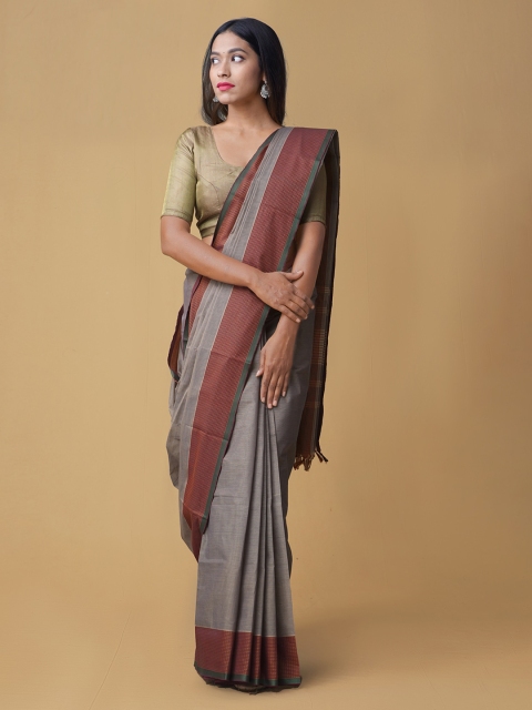 

Unnati Silks Grey Woven Design Pure Kanchi Cotton Saree
