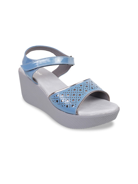 

Mochi Women Blue & Grey Embellished Wedges