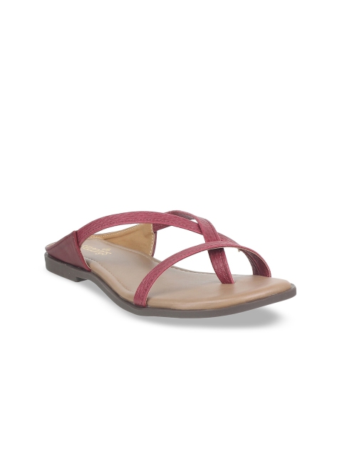 

STEPpings Women Maroon Textured Open Toe Flats