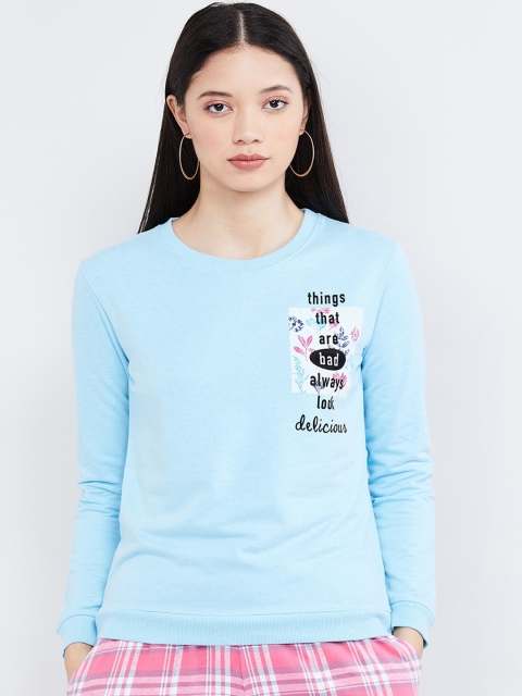

max Women Blue Printed Sweatshirt