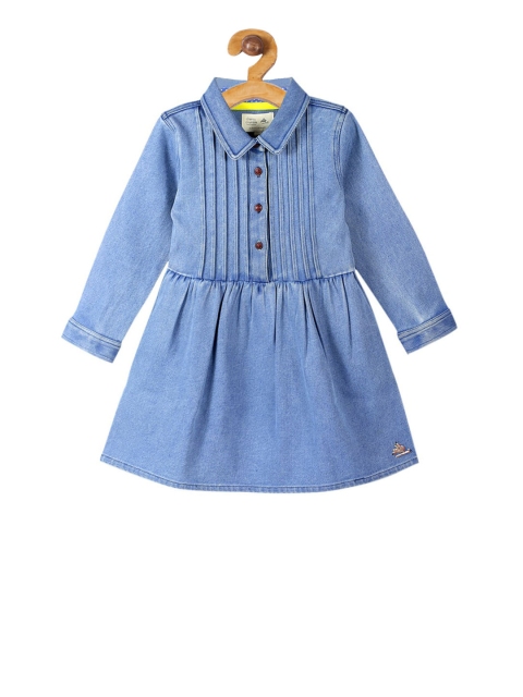 

Cherry Crumble Girls Blue Pleated Fit and Flare Dress