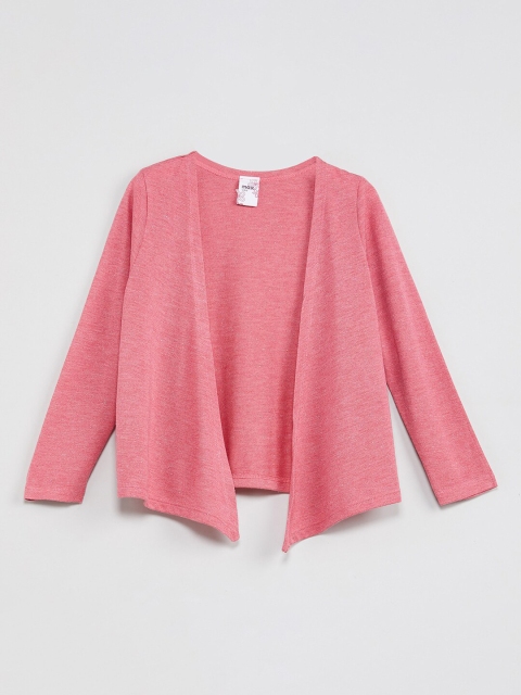 

max Girls Pink Solid Front-Open Sweater