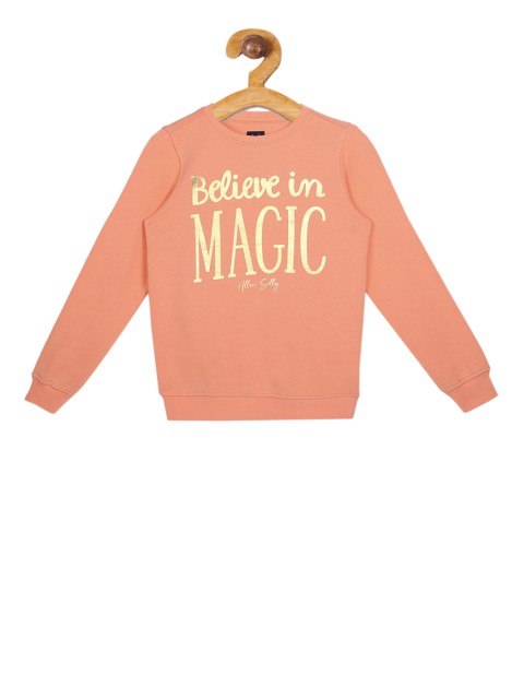 

Allen Solly Junior Girls Peach-Coloured Printed Sweatshirt
