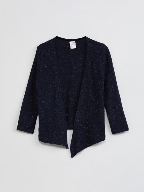 

Max Girls Navy Shimmery Open-Front Sweater, Navy blue