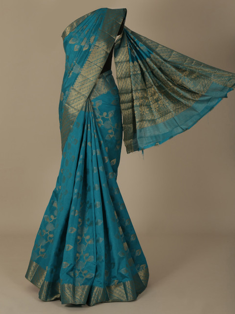 

Pothys Blue & Beige Jute Silk Woven Design Saree
