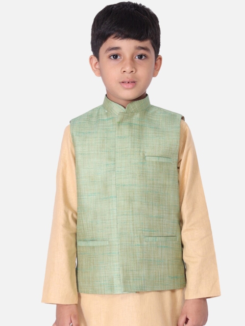 

TABARD Boys Green Woven Design Nehru Jacket