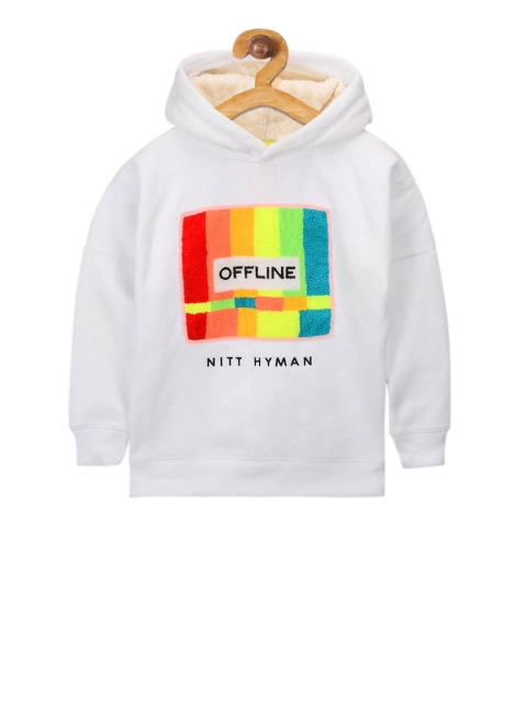 

Cherry Crumble Boys White & Red Printed Hooded Sweatshirt