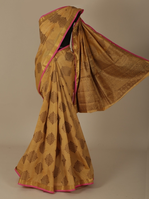 

Pothys Yellow & Gold-Toned Jute Silk Woven Design Saree