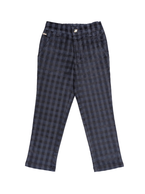

Actuel Boys Navy Blue & Grey Regular Fit Checked Regular Trousers