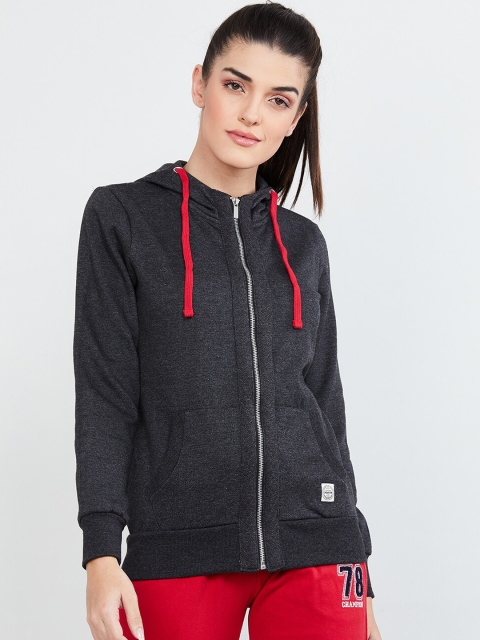

max Women Charcoal Solid Sporty Jacket