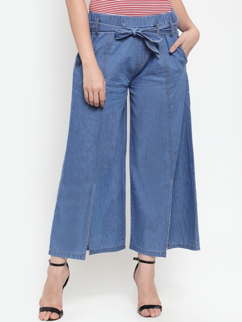 

ANAISA Women Blue Solid Denim Palazzos