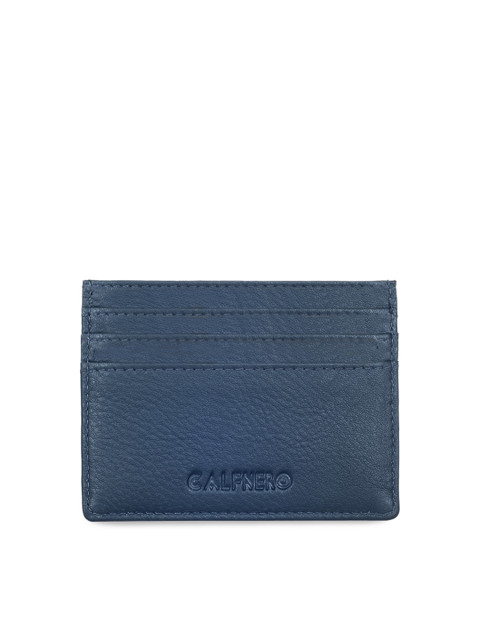 

CALFNERO Unisex Navy Blue Solid Leather Card Holder