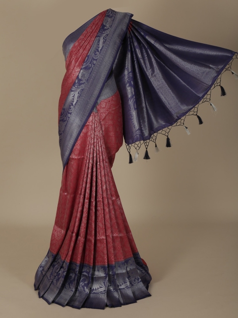 

Pothys Maroon & Blue Jute Silk Woven Design Saree