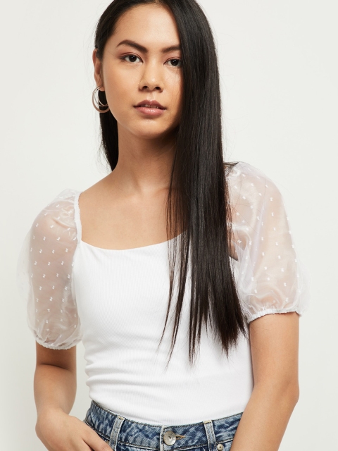 

max Women Off-White Solid Top