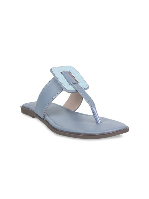 

STEPpings Women Blue Solid T-Strap Flats