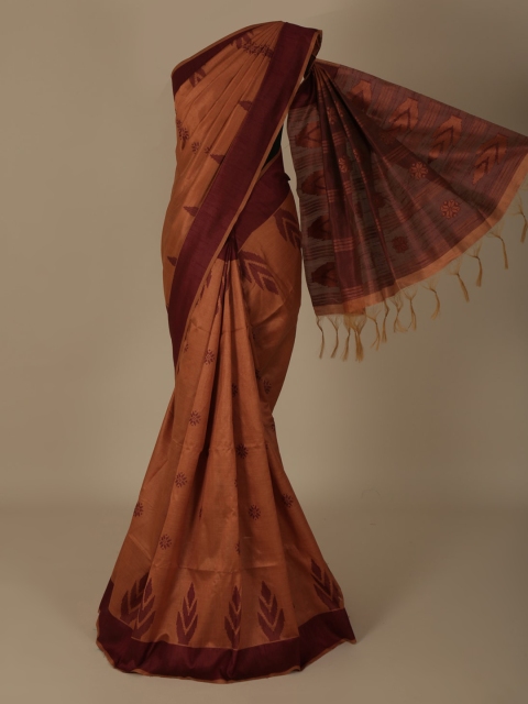 

Pothys Brown & Orange Jute Silk Woven Design Saree
