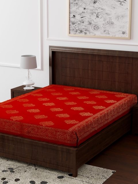 

Gulaab Jaipur Red & Beige Printed Single 250 TC Bedsheet