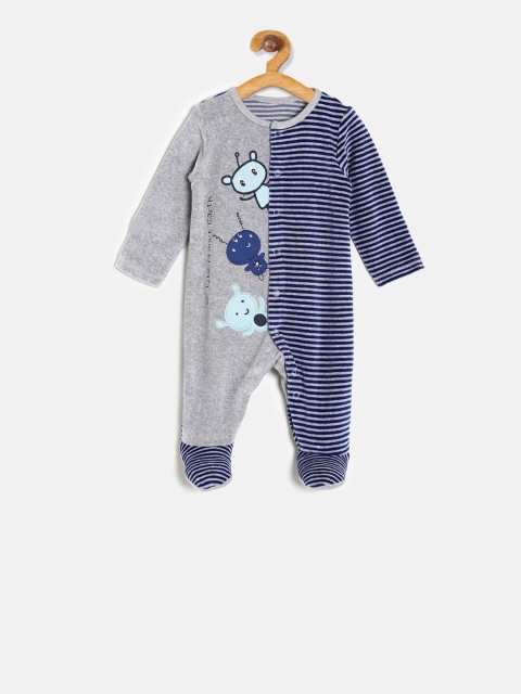 

MINI KLUB Infant Boys Navy Blue & Grey Printed Sleepsuit