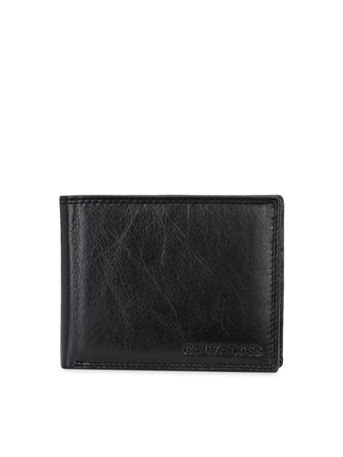 

Calvadoss Men Black Solid Genuine Leather Sustainable Two Fold Wallet