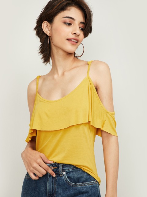 

Ginger by Lifestyle Women Mustard Solid Top