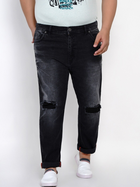 

John Pride Men Black Regular Fit Mid-Rise Mildly Distressed Stretchable Jeans