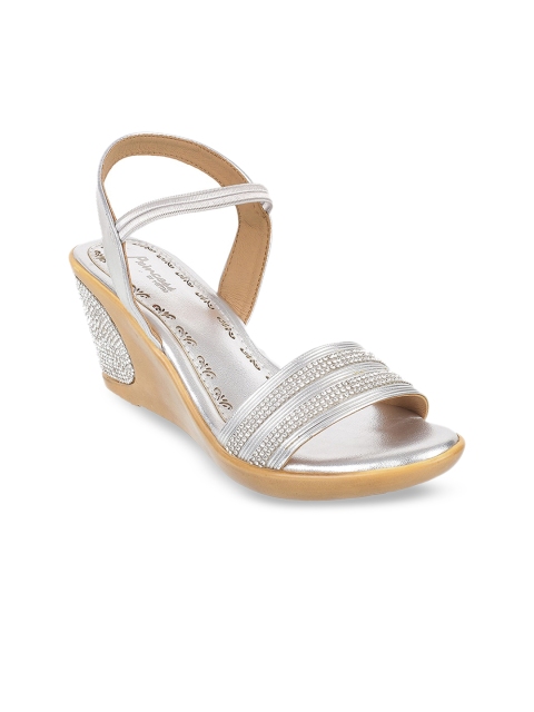 

Metro Women Silver-Toned Embellished Wedges