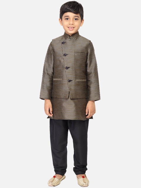 

TABARD Boys Black Printed Nehru Jacket