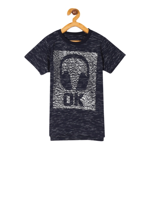 

Cherokee Boys Navy Blue Grey Printed Round Neck Pure Cotton T-shirt