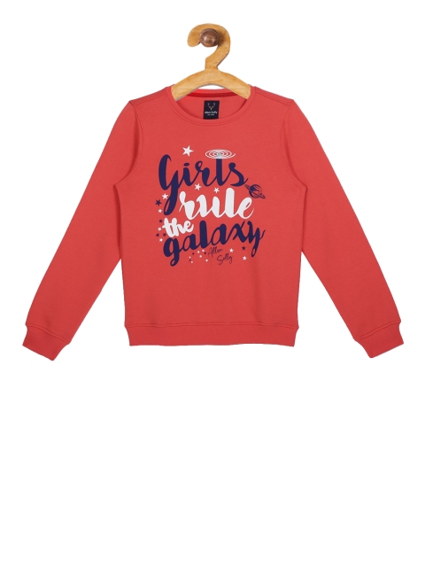 Allen Solly Junior Girls Orange Printed Sweatshirt