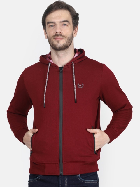 

Monte Carlo Men Maroon Solid Hooded Sweatshirt