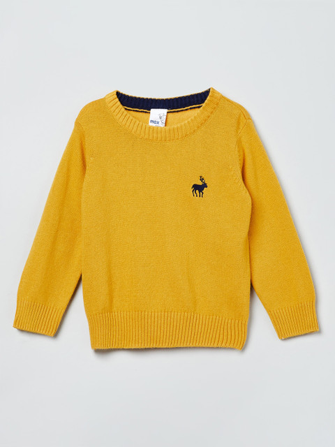 

max Infants Yellow Solid Pullover Sweater