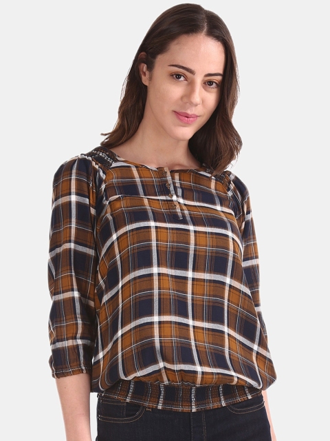 

Cherokee Women Multicoloured Checked Blouson Top, Multi