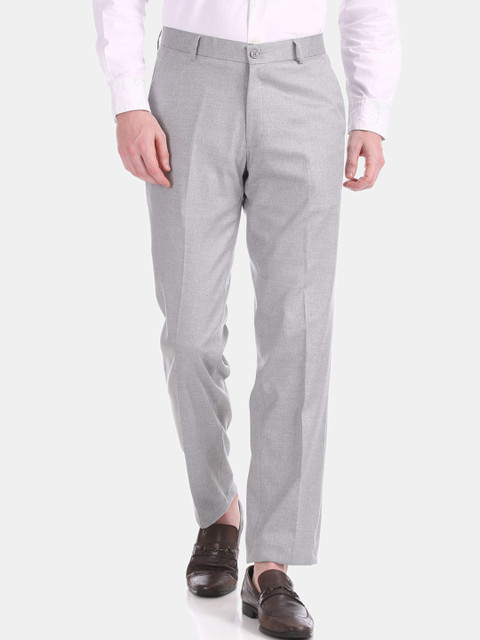 

Excalibur Men Grey Regular Fit Self Design Formal Trousers