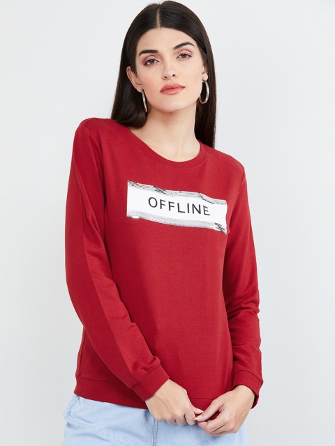 

max Women Red Printed Sweatshirt