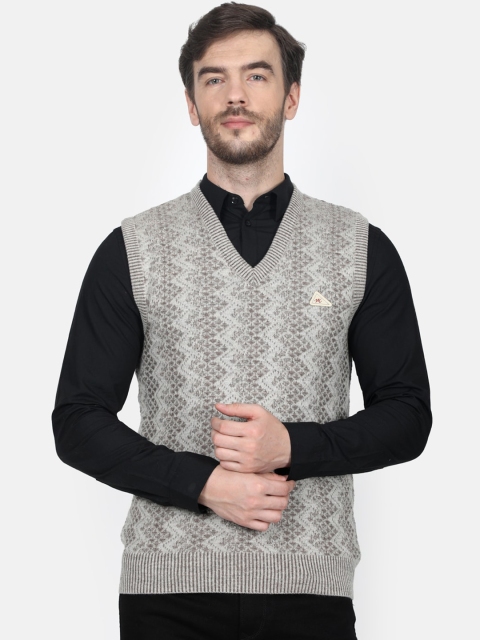 

Monte Carlo Men Grey Self Design Vest Sweater