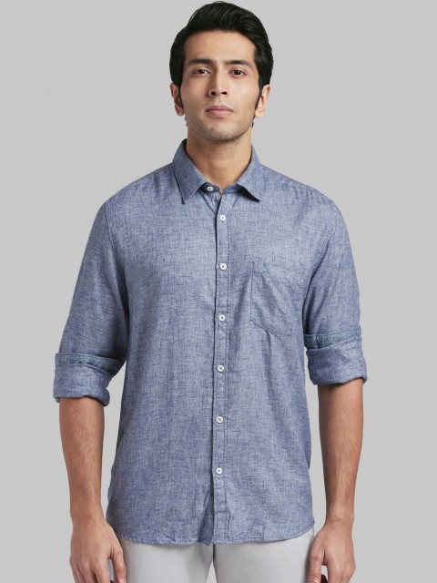 

Parx Men Blue Slim Fit Self Design Casual Shirt