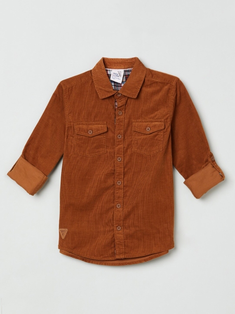 

max Boys Rust Regular Fit Solid Casual Shirt